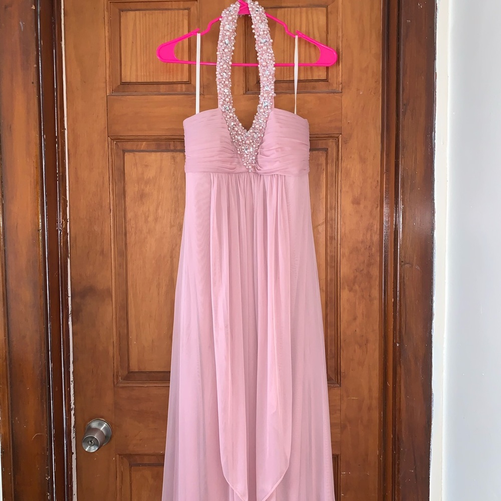 Light pink dress with beaded halter straps